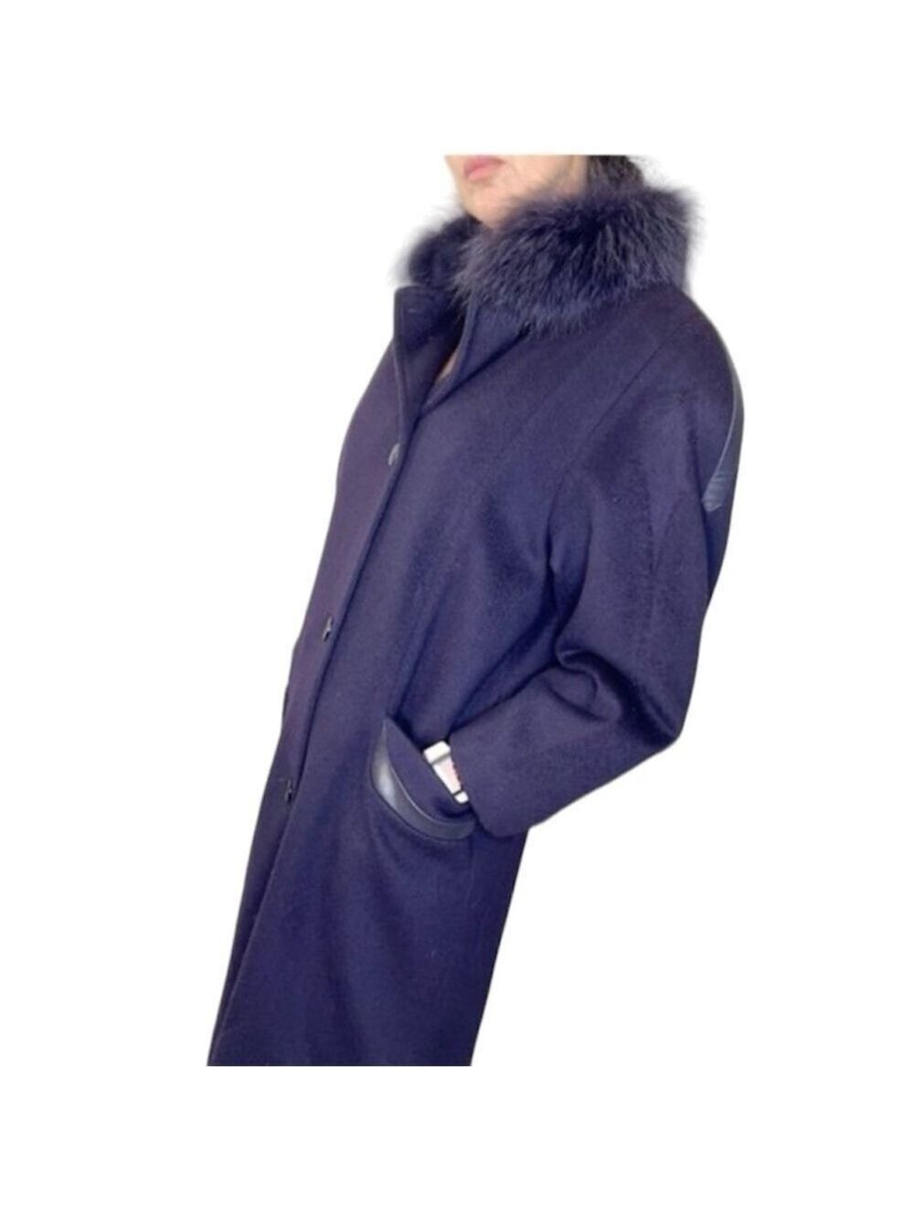 Vintage Pont Neuf fur collar dark purple over coat